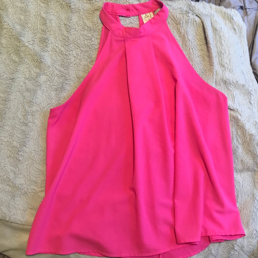 Hot Pink Sleeveless Blouse